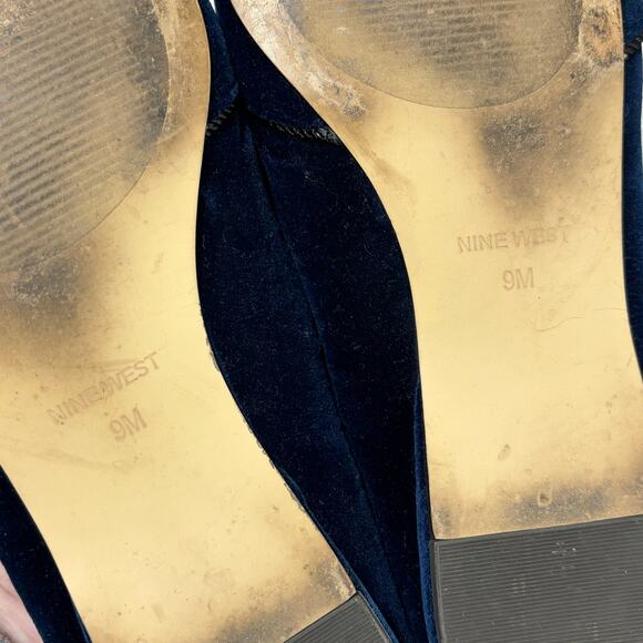 Nine West dark navy blue velvet slip on shoes US 9M smoking slippers casual chic - Picture 9 of 10